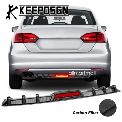 CARBON FIBER Rear Bumper Diffuser LED Brake Light for VW Jetta GLI MK5 MK6 MK7 Foto 1 de 4
