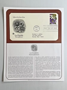 La Florida Passionflowers First Day Cover Postal Commemorative Society 2013 - Picture 1 of 3