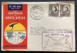 AUSTRALIA 1952 QANTAS FFC Sydney- Johannesburg via Cocos + Mauritius (PSE956) - Picture 1 of 2
