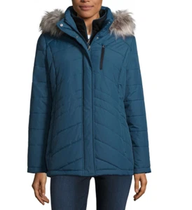 Free Country Hooded Water Resistant Heavyweight Puffer Jacket, Teal, Size: M () - Picture 1 of 2