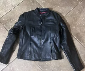 Schwarze LEDER Biker JACKE Reißverschluss Reiten Milwaukee Gr. M isoliert Damen Ride - Bild 1 von 9