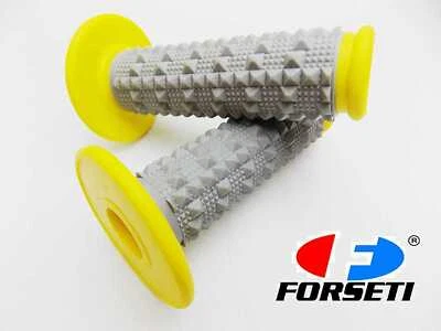 SUZUKI RMX250 FORSETI YELLOW GREY DIAMOND TOP HANDLEBAR GRIP SET GRIPS - Image 1 of 4