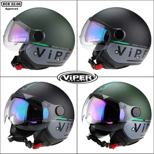 Viper RSV19 Forza ECE 22.06 Open Face Scooter Motorcycle Motorbike Crash Helmet - Picture 1 of 16