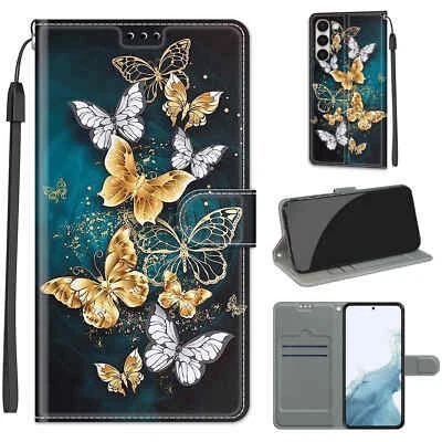 For Various Phone Luxury Butterfly Flip Wallet Case Card Bag Holder Cover Women - Image 1 of 4