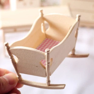 1 Pc Mini House Cradle Model Mini Wooden Cradle Furniture Miniature Kids Toy - Picture 1 of 12