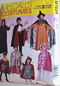 MCCALLS PATTERN 7224 CAPE SEW FREE COSTUMES KID SIZES 2 3 4 5 6 7 8 10 12 UNCUT - Picture 1 of 2