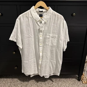 J Crew Linen Light Green Gray Slim Mens Button Up Shirt XL - Picture 1 of 5