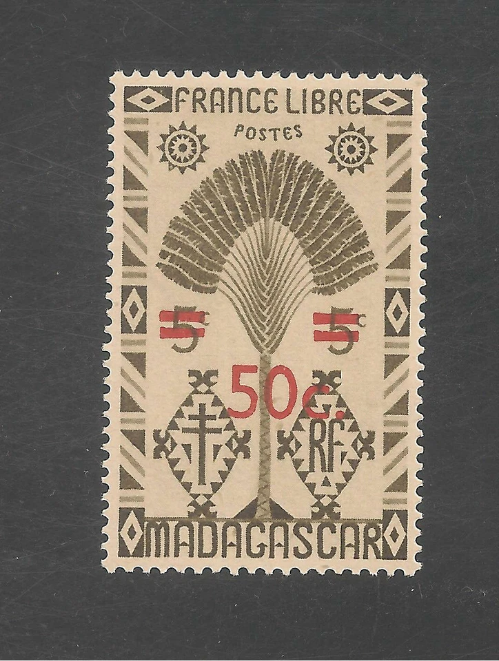 Madagascar (French) #261 (A16) VF MINT VLH - 1945 50c on 5c Traveler's Tree - Image 1 of 1