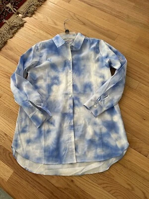 Isaac Mizrahi Cloud 印花超大衬衫蓝色全新带标签 2/4/6 A379749 — 第 1/4 张图片