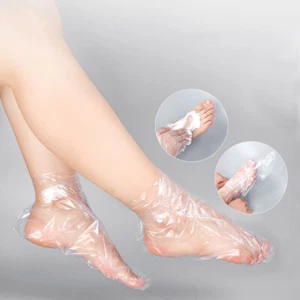 100pcs Clear Plastic Disposable Bath Liner Foot Pedicure Spa Wax Cover Bag Socks - Foto 1 di 11