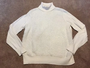 Women Juicy Couture Cream Sweater Large Turtleneck Boiled Wool Front Panel - Picture 1 of 8