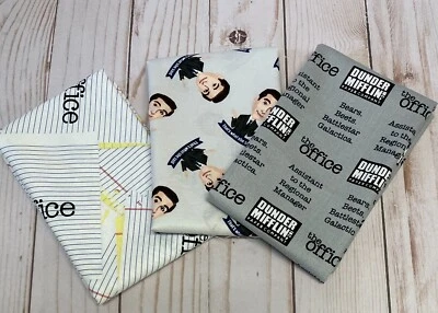 Fabric FQ Fat Quarter Set 3 The Office Michael Scott Paper Sketch 100% Cotton - Image 1 of 4
