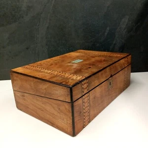 Antike Nussbaum Tunbridgeware Art Intarsien Schreibschräge für kleine Restauration - Bild 1 von 14