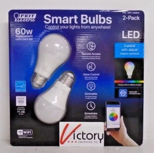 NIOB Feit Electric LED Color Changing Smart Bulb 2-Pack | 60 W| BPA800/RGBW/2 - Picture 1 of 5