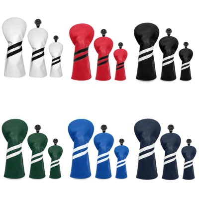 Diagonal Stripe Golf Head Cover For Driver Fairway Wood Hybrid Club 1/3/5/UT Set - Image 1 of 4