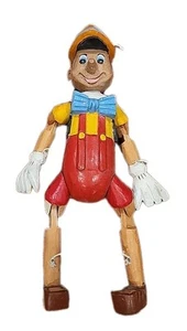 Vintage handgeschnitzte Holz Pinocchio Marionette selten Disney fehlende Saiten 14" - Bild 1 von 7