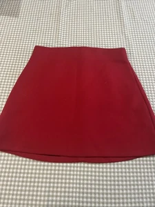 Minifalda Zara cintura alta rojo oscuro mujer talla mediana forrada mini - Imagen 1 de 7