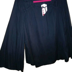NEW!!  Jessica Simpson XL Peasant Boho Hippie Grunge Long Bell Slv Black Top  - Picture 1 of 10