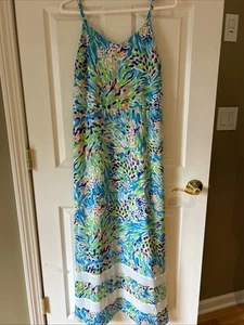Lilly Pulitzer Size Deanna Maxi Sleeveless Dress Sea Soiree Spaghetti Strap XS - Picture 1 of 13