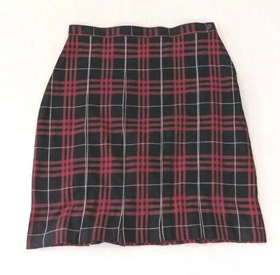 Lands End школьной формы юбка клетку плиссированные женщин 2 красный черный стороны молнии  - Изображение 1 из 4
