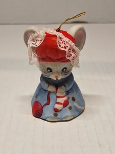 VTG Jasco Lil Chimer Santa Mouse Porcelain Bell Ornament 2.75" Taiwan - Picture 1 of 5