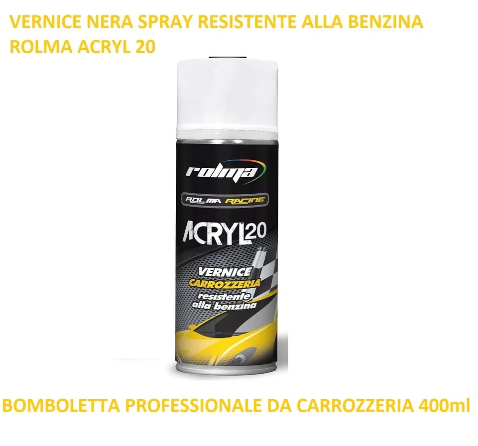 SPRAY NERO LUCIDO RESISTENTE ALLA BENZINA PER AUTO E MOTO 400 ml - ROLMA