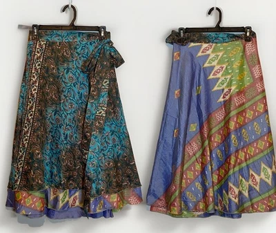 NUEVO Darn Good Hilado Sari Seda Envolvente Falda de Té Para Mujer 2-12 Floral Paisley Boho Foto 1 de 4