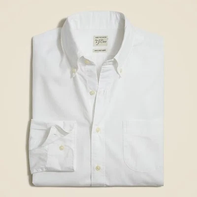Camisa de popelina de algodón J Crew Secret Wash blanca grande para hombre Foto 1 de 4
