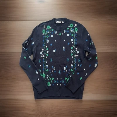 Suéter Ceremonia de Apertura para Mujer XS - Azul Marino Floral Patrón Paisley Foto 1 de 4