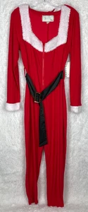 NUEVO CON ETIQUETAS Derek Heart Mujer XL Traje de Papá Noel con Sombrero Cremallera Frontal Cinturón Negro Imitación Sherpa - Imagen 1 de 8