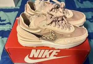 NEW Women's Nike Waffle One SE Stone/Multi-Color - 5 Pink Leopard - Picture 1 of 8
