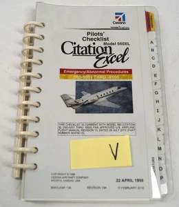 Pilots Checkllst Model 560XL Citation Excel Emergency Abnormal Procedures C243 - Picture 1 of 12