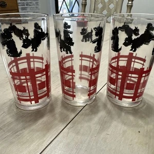 Vintage 3er Set Federal Glas Scottie Dog Saftgläser Mid Century Retro - Bild 1 von 7
