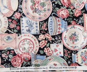Teacups & Saucers Quilt Fabric Joan Kessler Concord Fabrics USA 3 yds x 44" USA - Picture 1 of 3