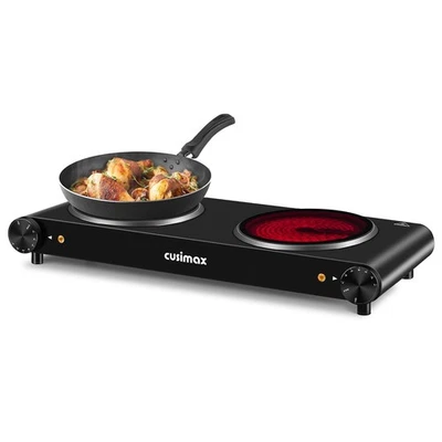 Quemador Doble, Quemador Eléctrico 1800W Placa Caliente Cerámica para Cocina, Doble Cont... Foto 1 de 4