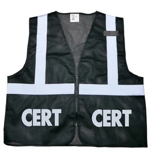 CERT safety vest in black, REFLECTIVE design, High Visibility vest. - Picture 1 of 5