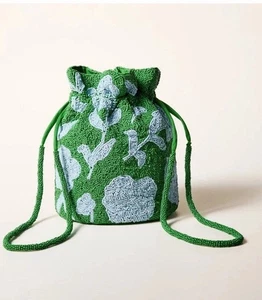 KATE SPADE X TARGET Beaded Classic Rose Drawstring Bucket Bag Green / Blue - NWT - Picture 1 of 4