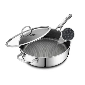 Frying Pans Nonstick with Lid,Hybrid Non Stick 5 Quart Saute pan,PFOA Free Co... - Picture 1 of 6