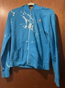 Primp Blue Bleach Splatter Ice Cream Hoodie ASO Jessica Simpson Rare - Picture 1 of 8