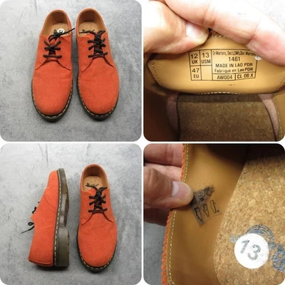 Dr. Martens 1461 Oxford Shoes Mens 13 Orange Corduroy Classic Lace Up Casual EUC - Image 1 of 4