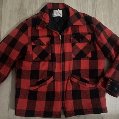 Chaqueta Weatherguard by Shane para hombre M Buffalo mezcla de lana a cuadros cremallera completa años 70 Foto 1 de 2