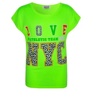 Kids Girls LOVE Us Athletic Team NYC Printed Trendy Fashion Crop Top 7-13 Years - Picture 1 of 9
