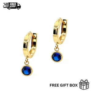 Pendientes colgantes Huggie redondos de oro amarillo de 14k - Imagen 1 de 14