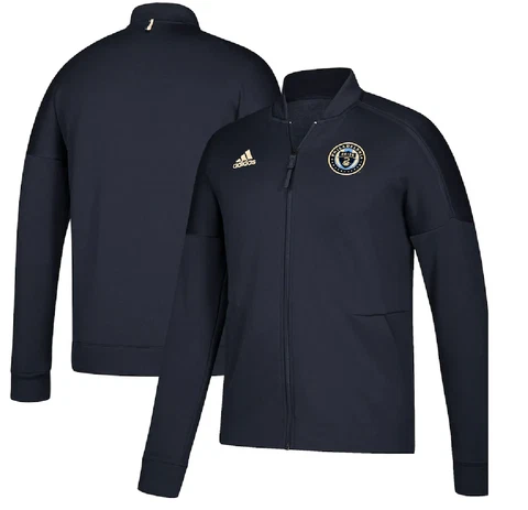 $100 NEW Adidas Philadelphia Union MLS Team Logo Full Zip Anthem Jacket CW3393 Cover