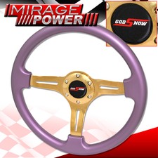 350mm 6 Bolt Hole Purple Trim Steering Wheel Gold Center Streak God Snow Horn