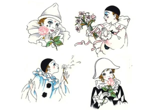 Pierrot Traurige Clowns Überglasur Keramik Aufkleber - Bild 1 von 5