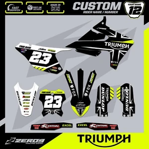 KIT DE CALCOMANÍAS TRIUMPH MOTOCROSS GRAPHICS CUSTOM MX GRAPHICS TF 250 450 RACE NEGRO/AMARILLO - Imagen 1 de 10