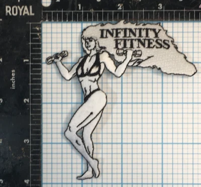 VINTAGE INFINITY FITNESS GYM WORKOUT ADVERTISING PROMOTIONAL 4" IRON ON PATCH - Image 1 of 2