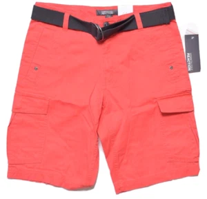 Kenneth Cole Reaction New Mens Cotton Washed Red Cargo Shorts with Belt Size 30 - Picture 1 of 5