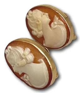 Estate 14K Yellow Gold Stunning Cameo Earrings - Picture 1 of 4
